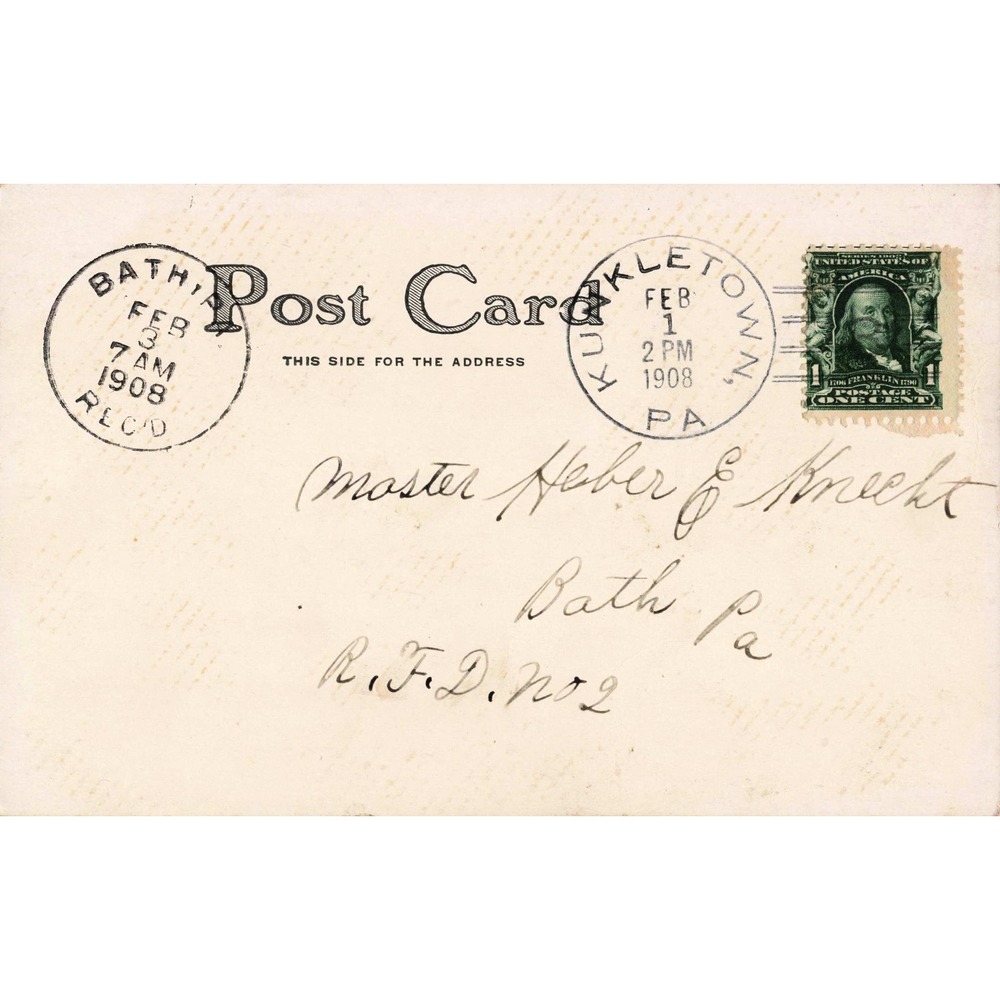 1908 In Disgrace Antique Postcard Girl & Dog in Corner Broken Cup Kunkletown PA - Picture 2 of 2